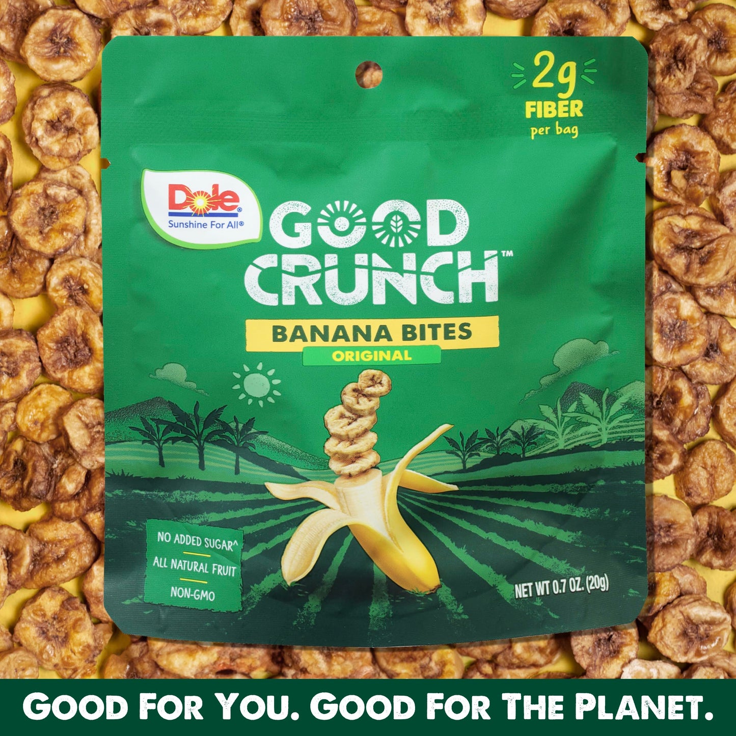 Dole Good Crunch Banana Dried Fruit Bites, Gluten Free & Vegan Snack, 0.7Oz Bags (Pack Of 12)