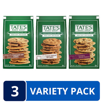 Tate'S Bake Shop Variety Pack - Oatmeal Raisin, Chocolate Chip Walnut & Chocolate Cookies, 3 - 7 Oz Bags