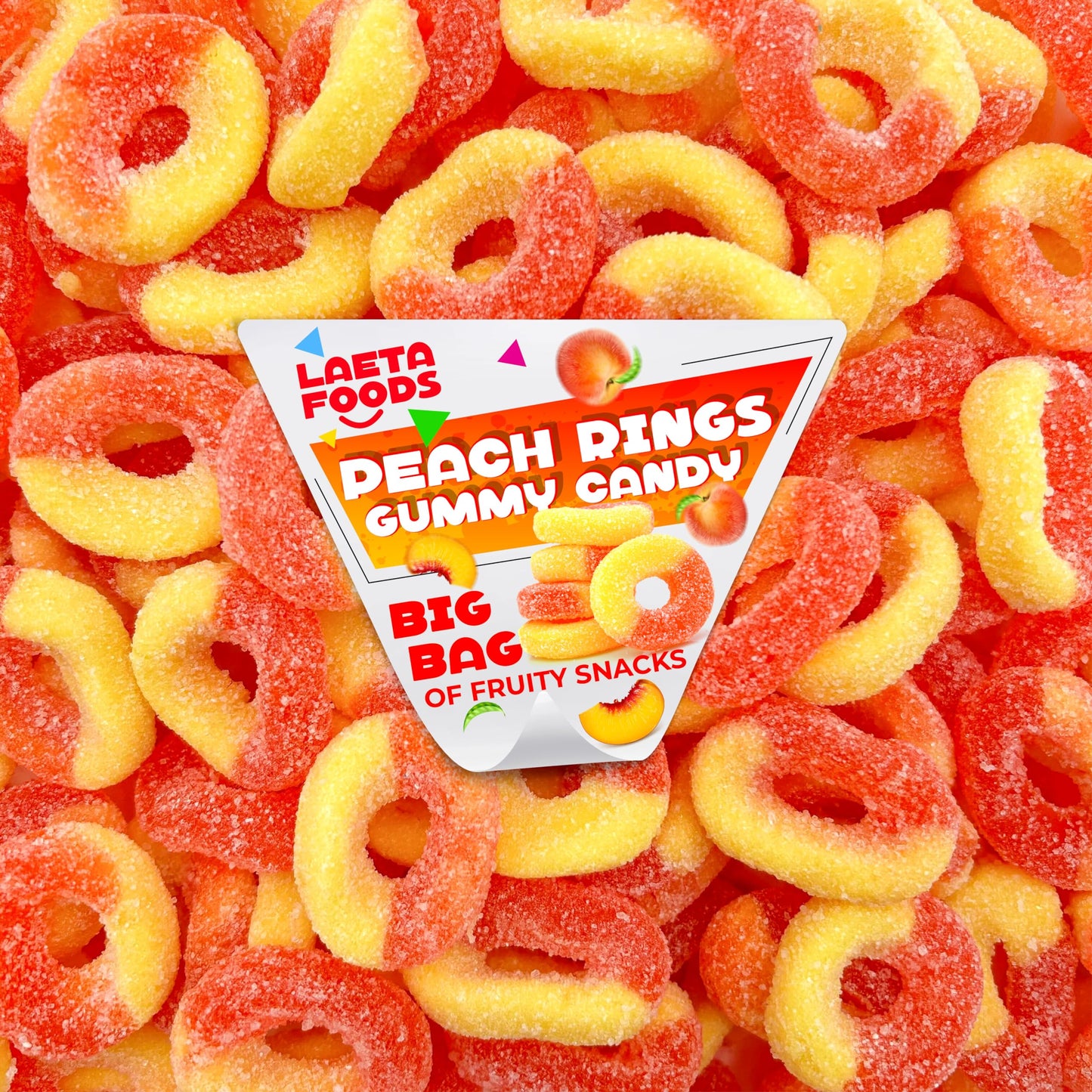 Peach Rings Gummy Candy | 1 Pound Bag | Sour And Sweet Treats