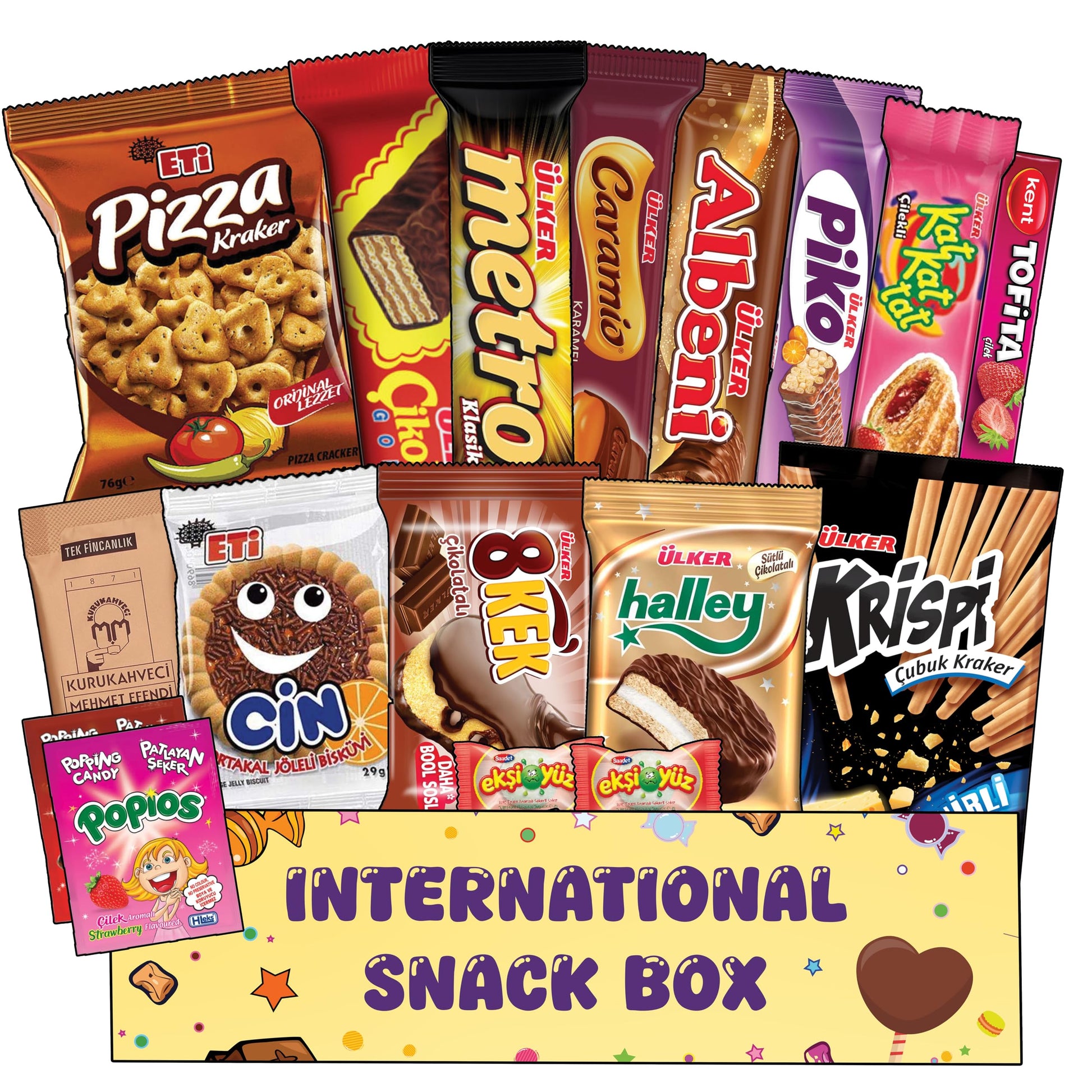International Snack Box, 14+ Unique Treats, Snacks From Around the World, Universal Yums for Office, Family, Gifts And Parties, 