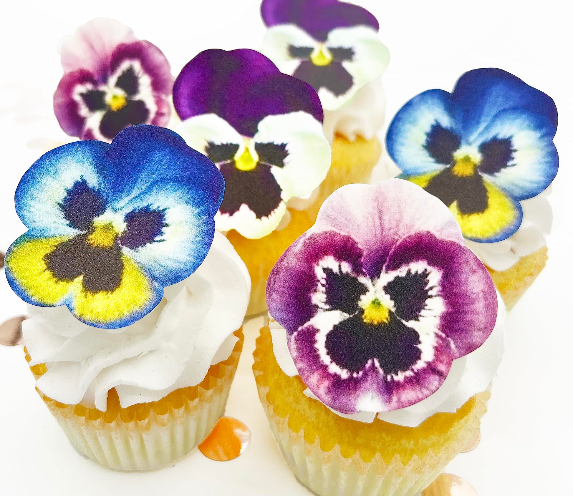 Sugar Robot Inc. Edible Pansies for Cake Decorating - Set of 12 - Small - 2.5 inches x 2.5 inches - Blue