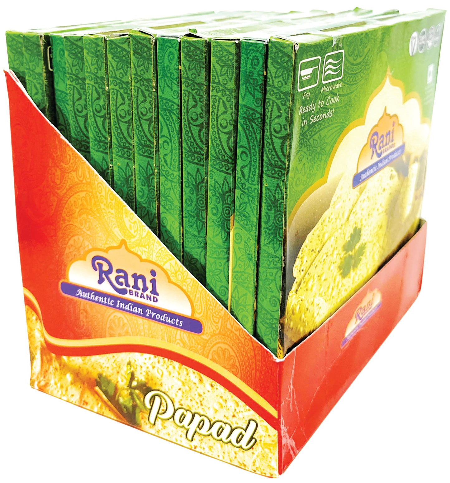 Rani Pappadums (Indian Lentil Wafer Snack) Green Chilli Papad 7Oz (200G) Approximately 15Pc, 7 Inches, Pack Of 12 ~ All Natural