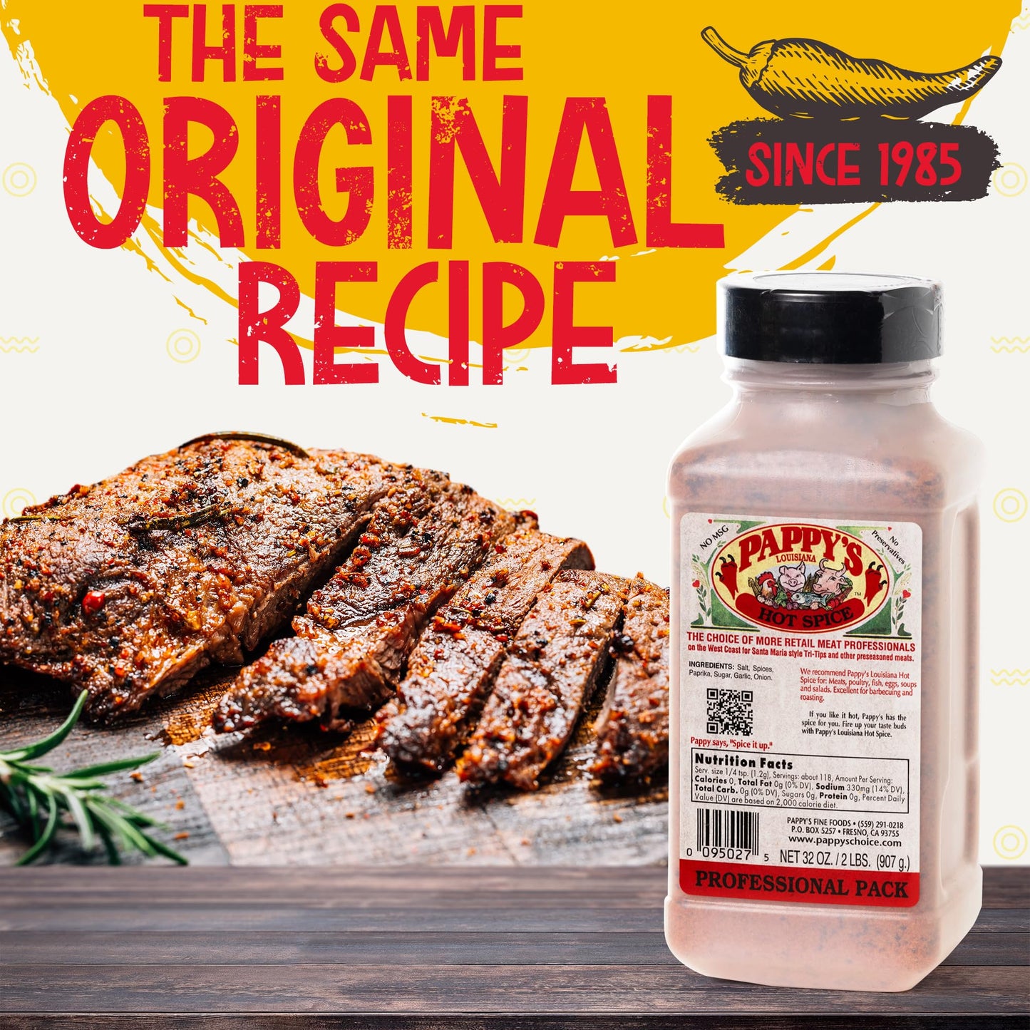Pappy's Louisiana Hot Spice - Bold Seasoning for Jambalaya, Gumbo, Cajun Shrimp, Blackened Chicken, and Spicy BBQ | Perfect for