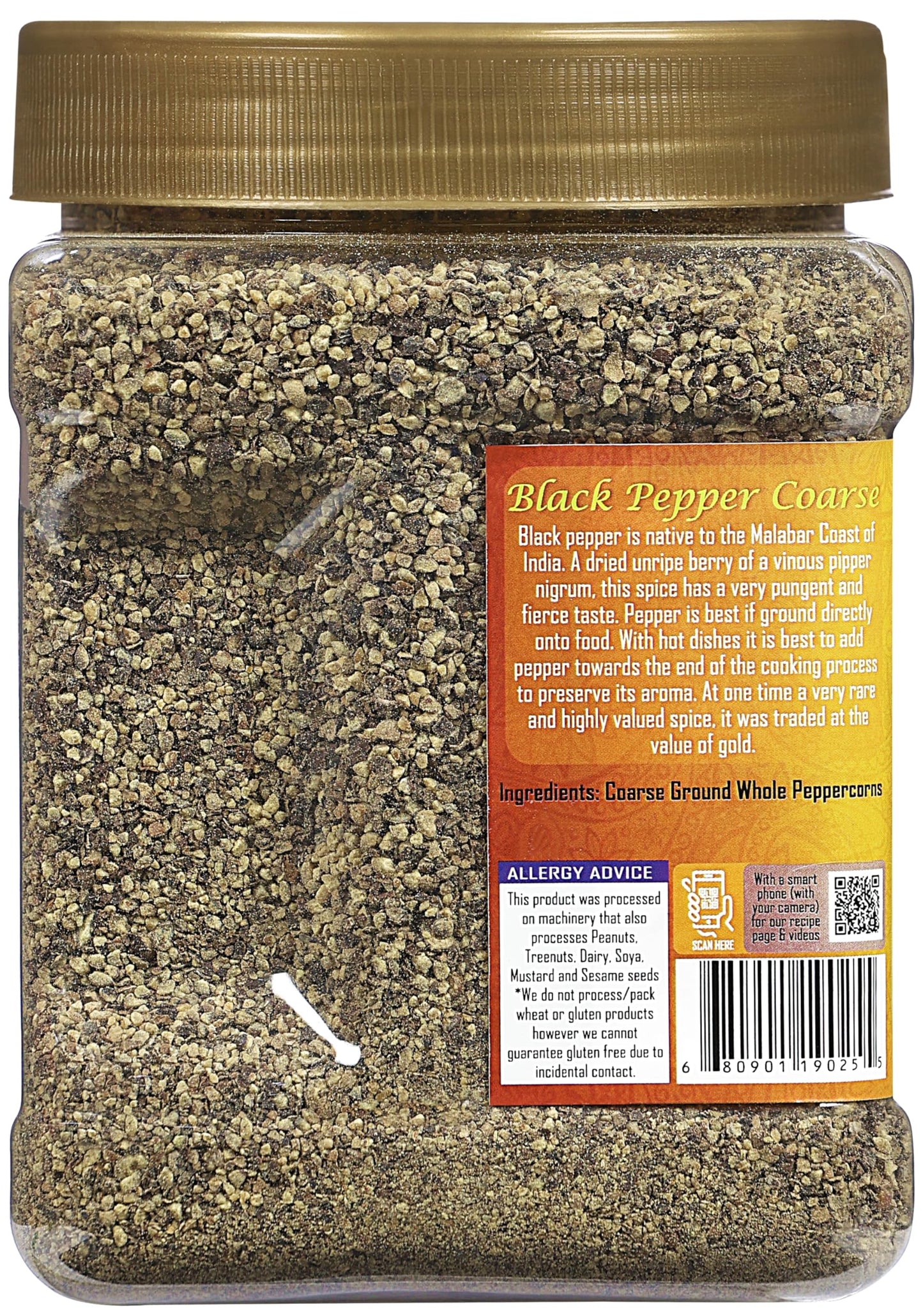 Rani Black Pepper Coarse Ground 28 Mesh 16oz PET Jar - All Natural, Vegan, Gluten Friendly, NON-GMO, Kosher, Product of Vietnam