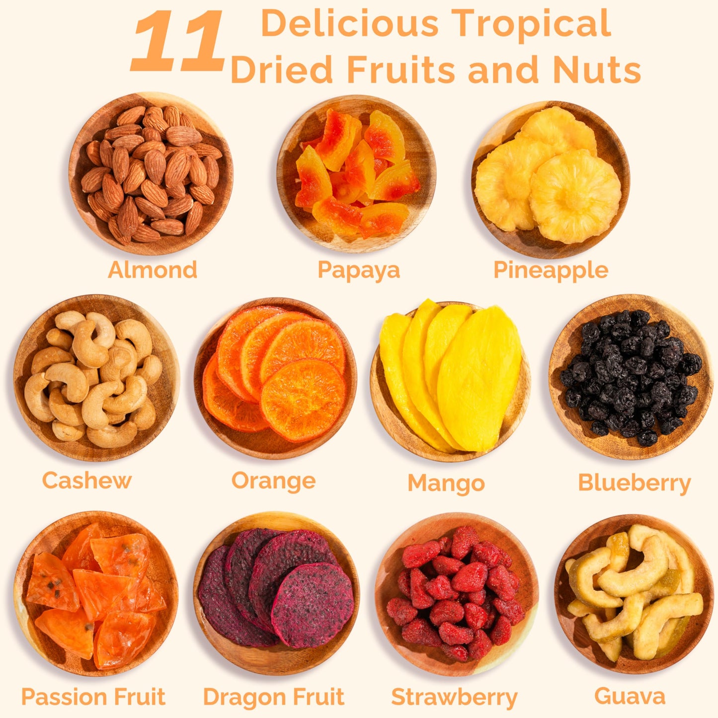 TropiJoy Dried Fruit Basket Gift - 11 Tropical Flavors, 20oz Soft Dry Fruits Box, Ideal Thanksgiving & Christmas Gifts for Family & Coworkers