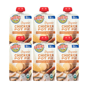 Earth'S Best Organic Baby Food Pouches, Stage 3 Homestyle Meal Puree For Babies 9 Months And Older, Organic Chicken Pot Pie Pure