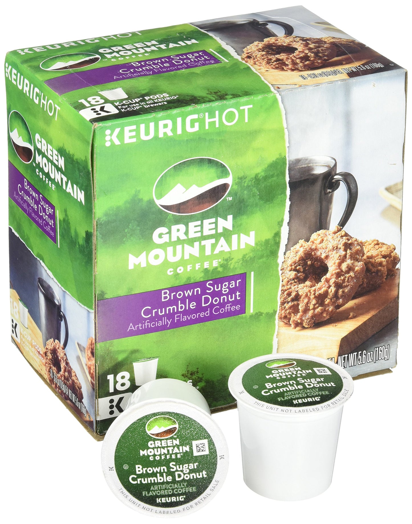 Green Mountain Coffee Brown Sugar Cspirit-inspired flavorble Donut - 18 Count Pack