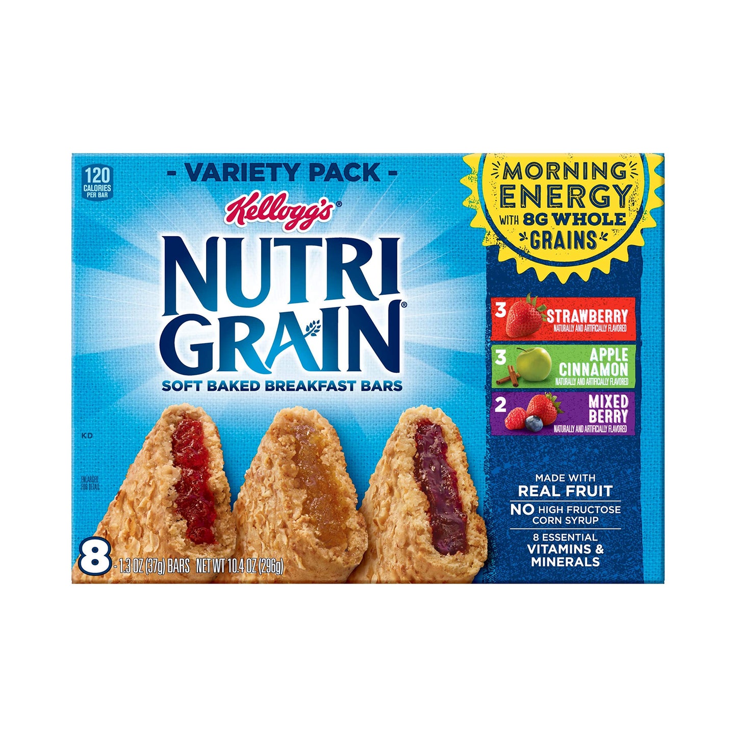 Kellogg'S Nutri-Grain, Soft Baked Breakfast Bars, Variety Pack, Bulk Size, 8 Count (Pack Of 12)