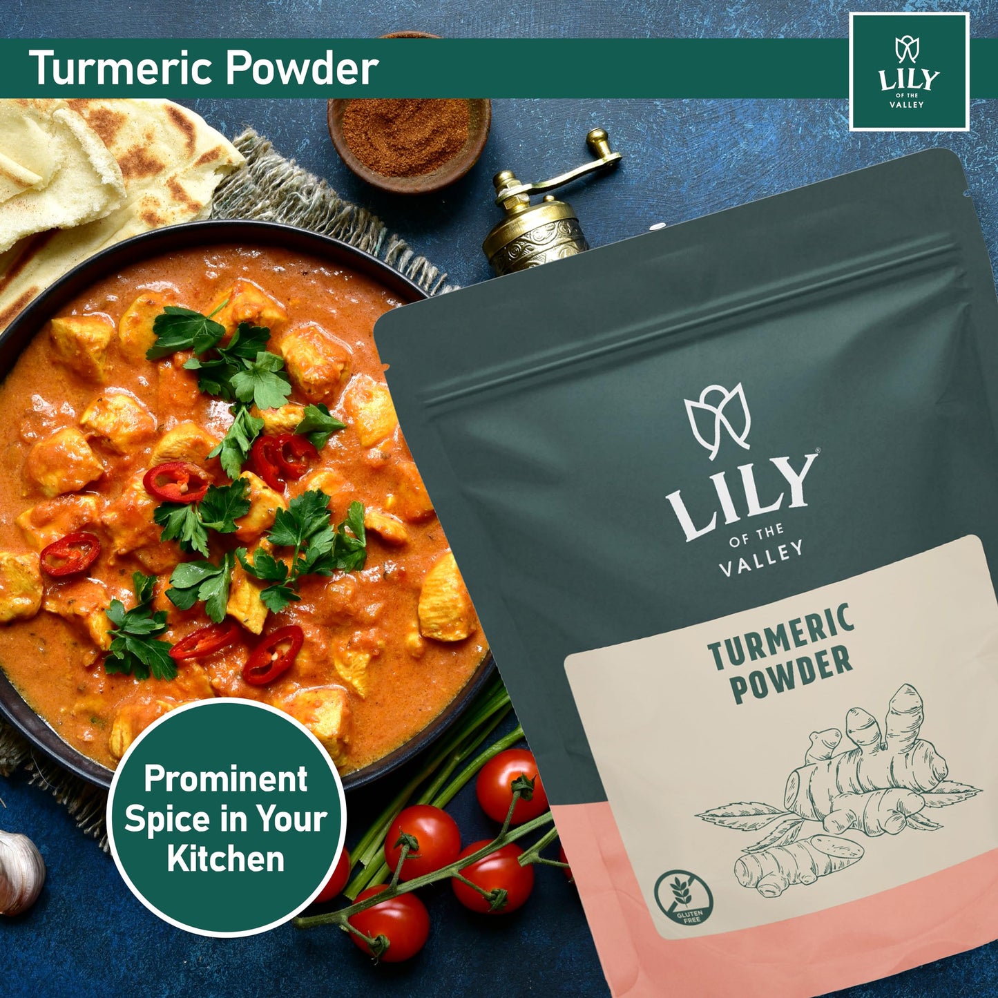 Lily Of The Valley Turmeric Root Powder - Ground Curcumin Powder - 100% Raw From India - Great For Cooking, Baking & Latte - Vegan & Gluten-Free - Packed In Resealable Pouch (8Oz, 226G)