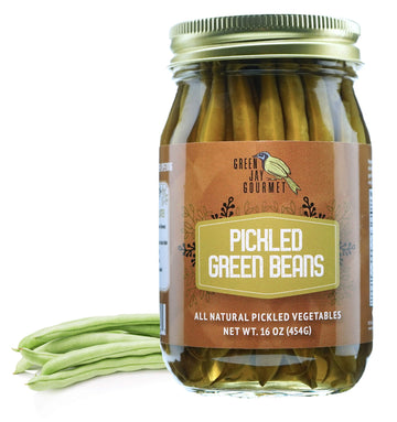 Green Jay Gourmet Pickled Green Beans in a Jar - Fresh Hand Jarred Vegetables for Cooking & Pantry - Home Grown Pre-Prepared Pic