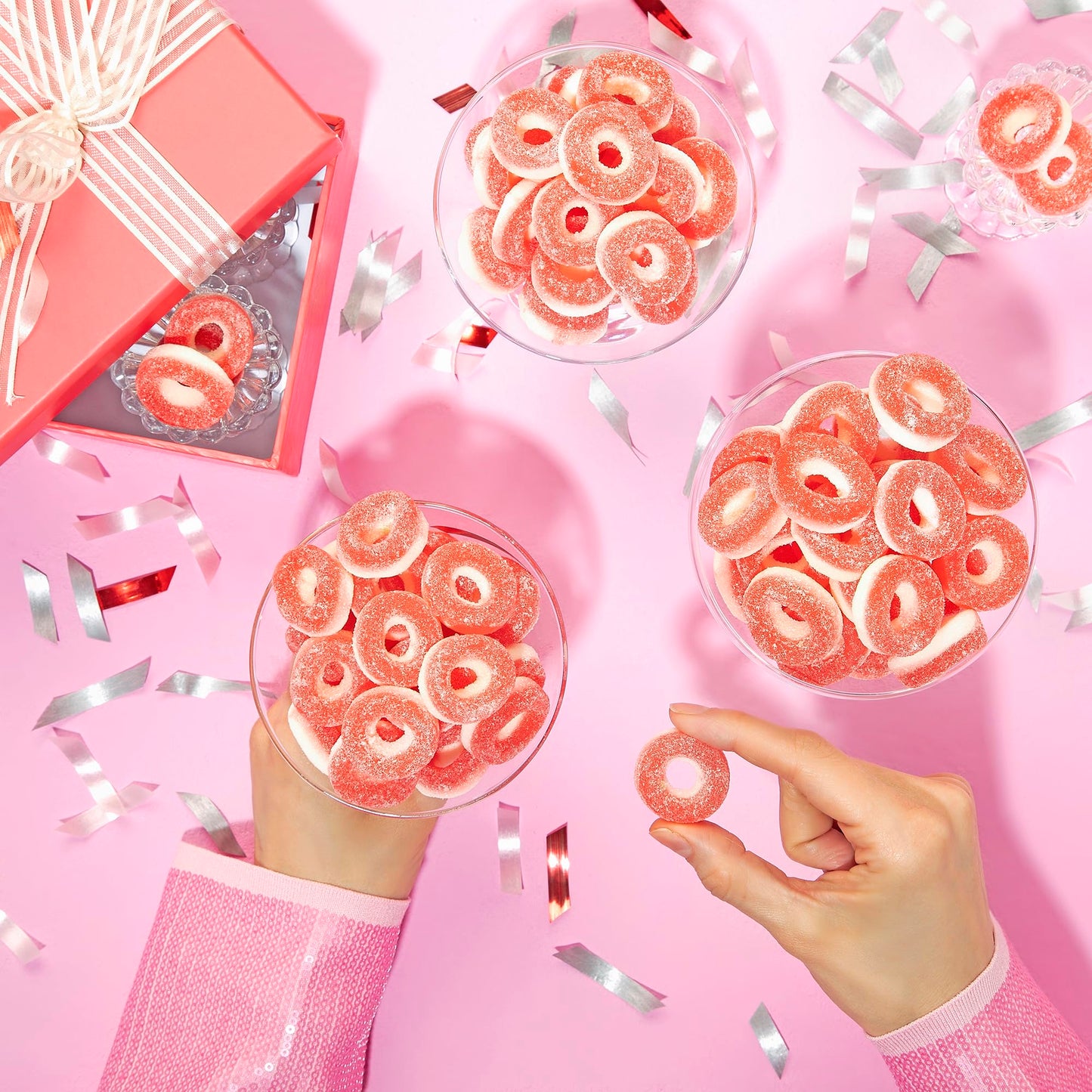 Kervan Candy Bebeto Strawberry Rings - Fruity, Soft, Sweet & Sour Gummy Candy Bulk For Kids, Gift Snacks And Parties - Strawberry Ring Gummies Big Party Size Bag (5 Lbs)