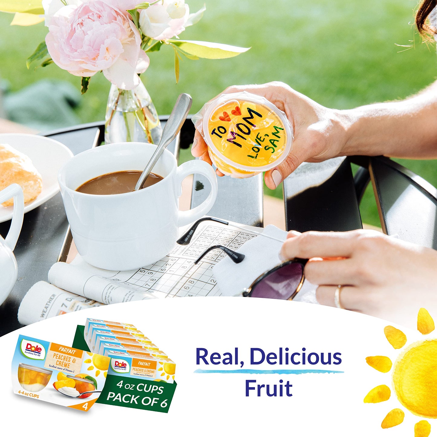 Dole Fruit Bowls Low Fat Peaches & Creme Parfait Snacks, 4.3Oz 24 Total Cups, Gluten & Dairy Free, Bulk Lunch Snacks For Kids &
