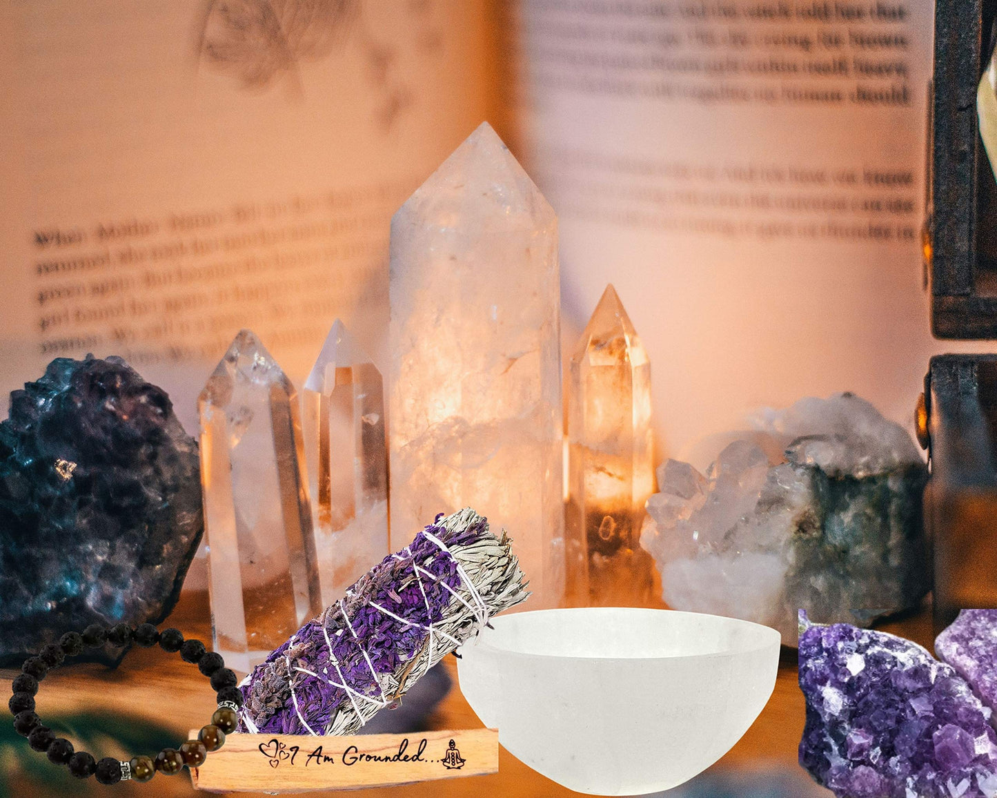 Worldly Finds Selenite Crystal Smudge Bowl, Polished Thickly Hand-Carved, Moroccan Crystal Holder To Charge, Cleanse Crystals, C