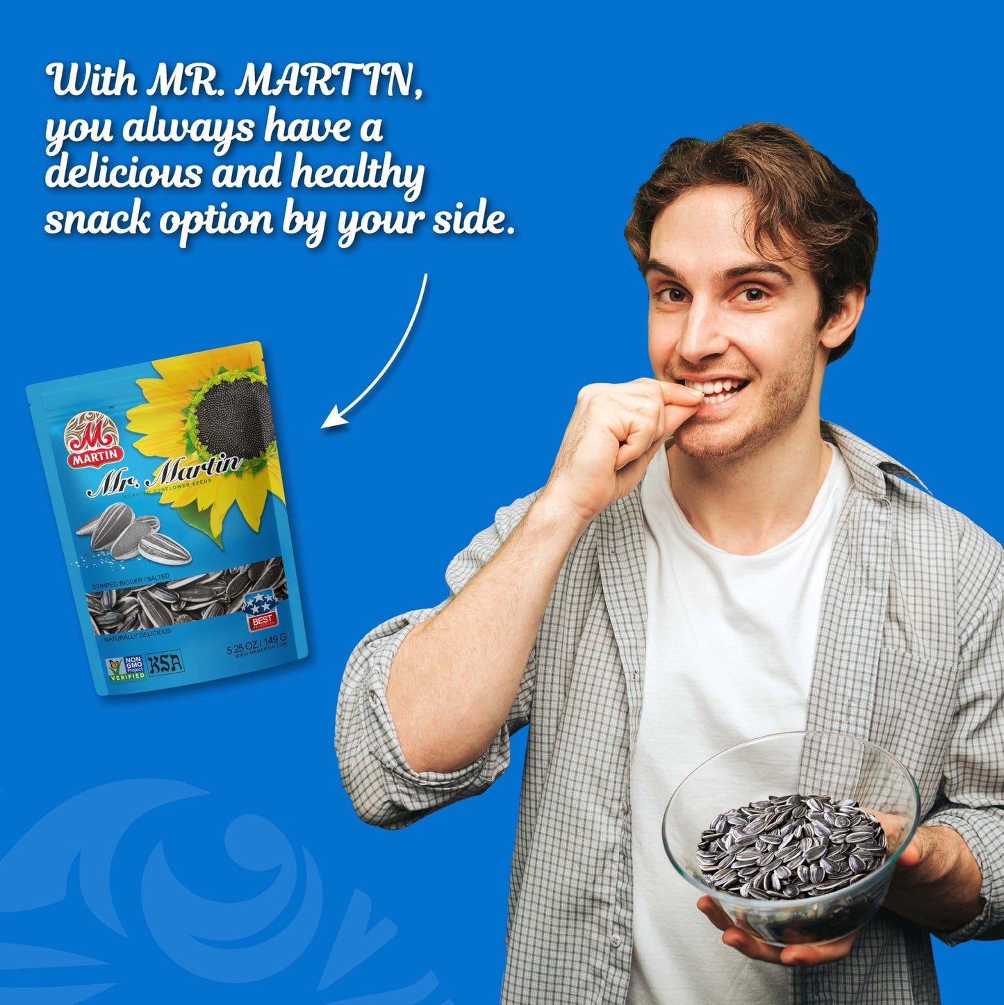 MR. MARTIN Freshly Roasted Salted Sunflower Seeds - Non-GMO, Vegan, Keto Friendly Snack, 5.25 Oz, 3 Pack