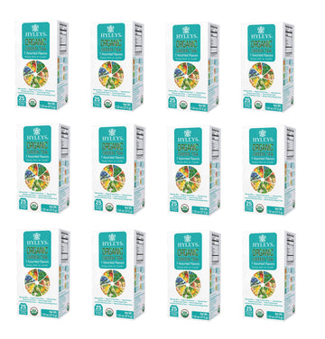 Hyleys Organic Green Tea 7 Assorted Flavors - 25 Tea Bags (12 Pack - 300 Tea Bags Total)