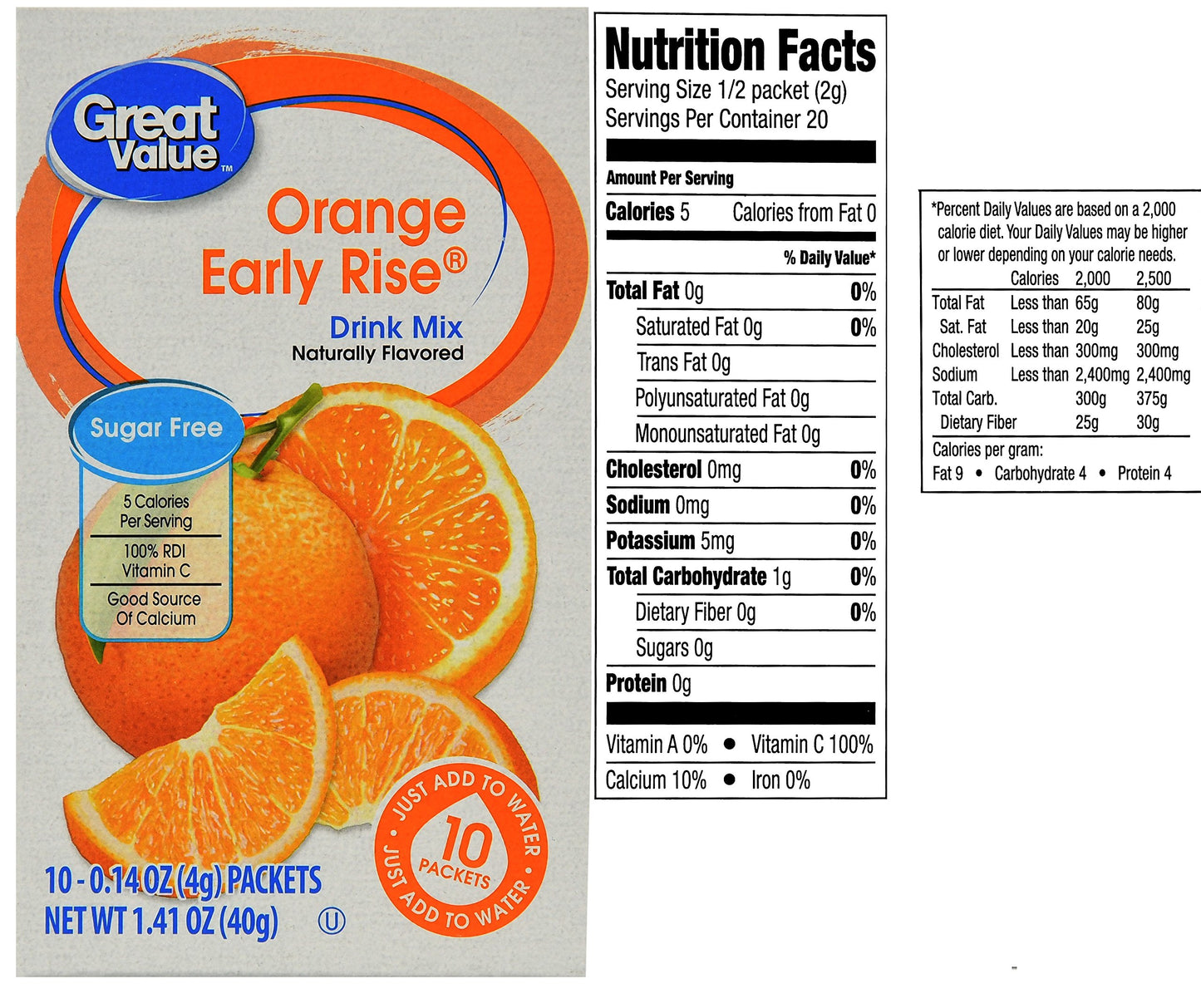 Great Value Low Calorie Sugar-Free Drink Mixes Variety Fruit Flavor 3-Box Bundle (Cherry,Grape,Orange Early Rise, 3-Pack)