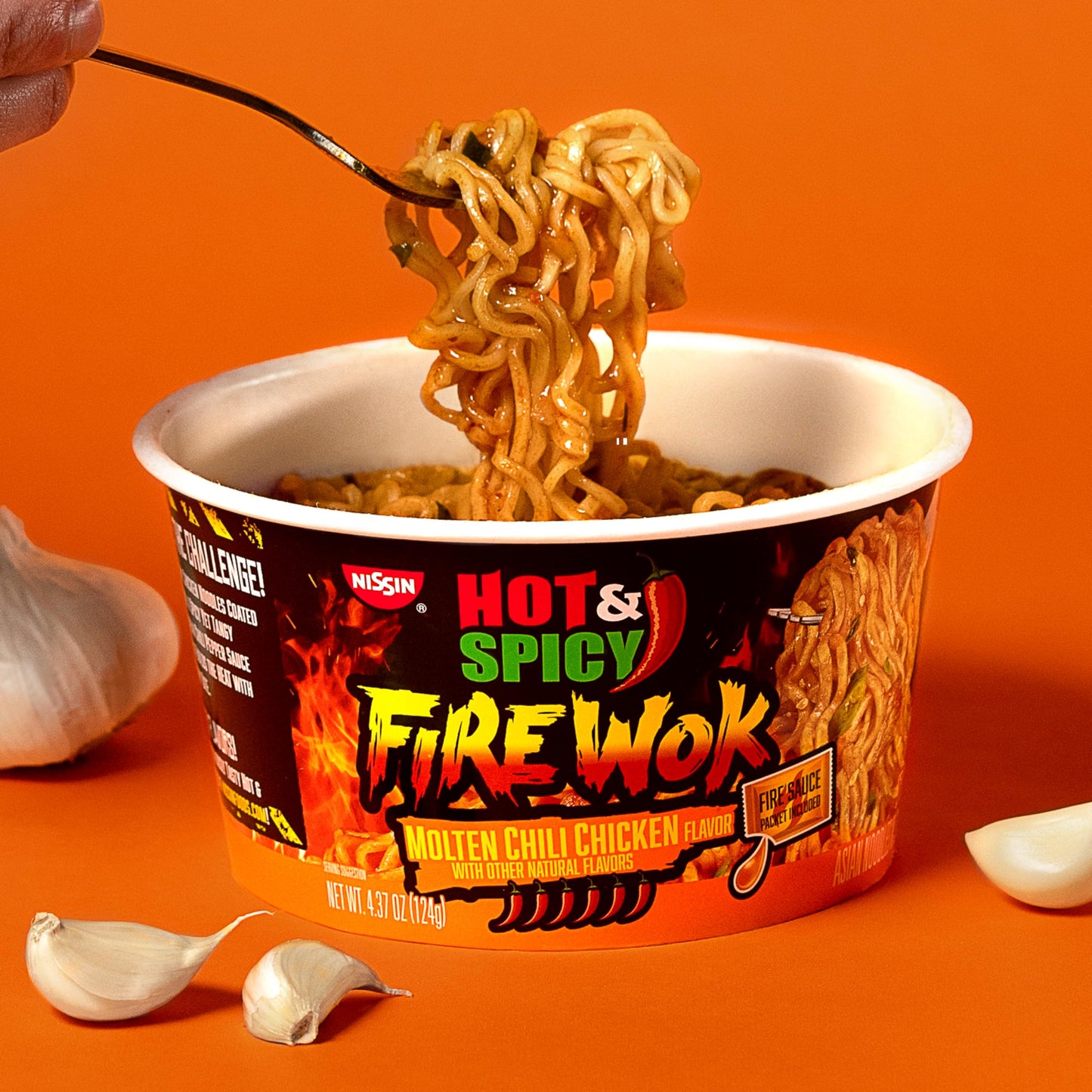 Nissin Hot & Spicy Fire Wok, Molten Chili Chicken, 4.37 Ounce (Pack Of 6)