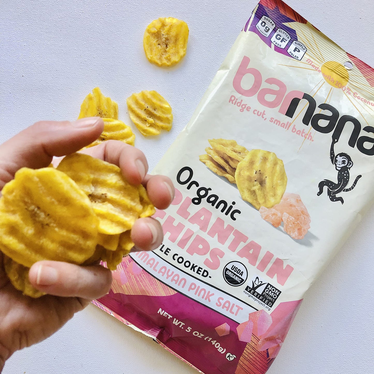 Barnana Organic Plantain Chips, Himalayan Pink Salt, 5 Ounce Bag - Paleo, Vegan, Grain Free Chips