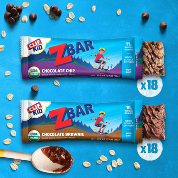Zbar - Chocolate Chip and Chocolate Brownie - Variety Pack - Soft Baked Whole Grain Snack Bars - USDA Organic - Non-GMO - Plant-
