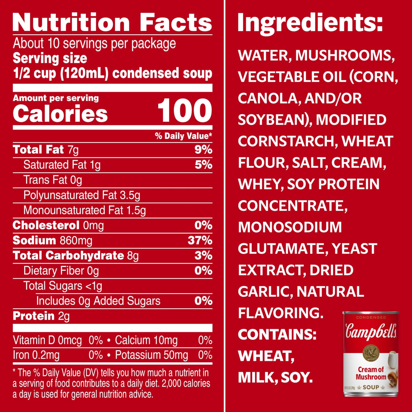 Campbell's Condensed Cream of Mushroom Soup, 10.5 oz Can (6 Packs of 4)