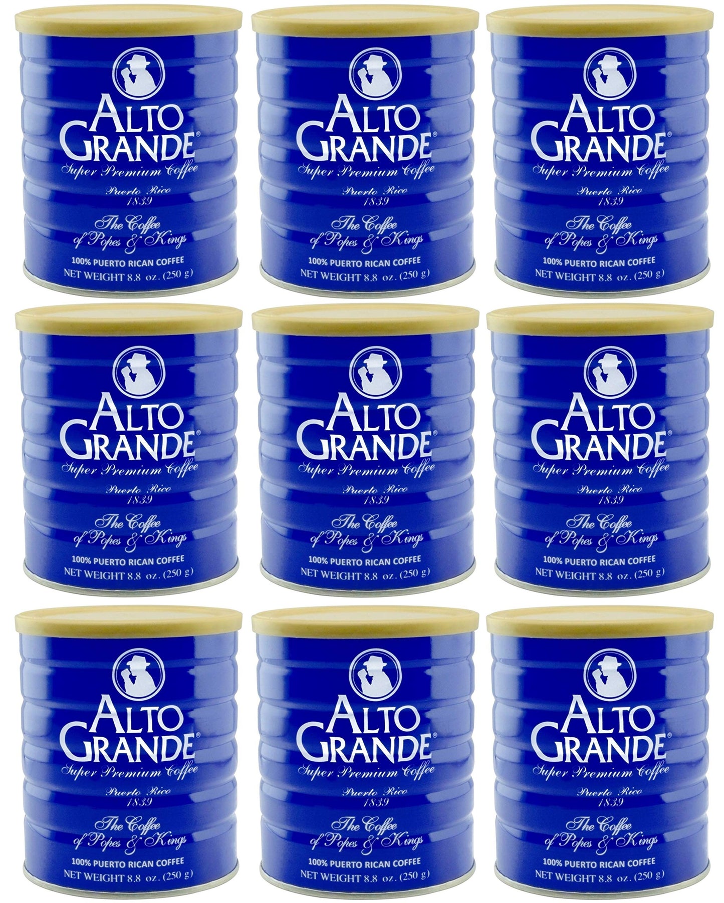 Alto Grande Super Premium Coffee Ground 8.8oz (9-Cans)