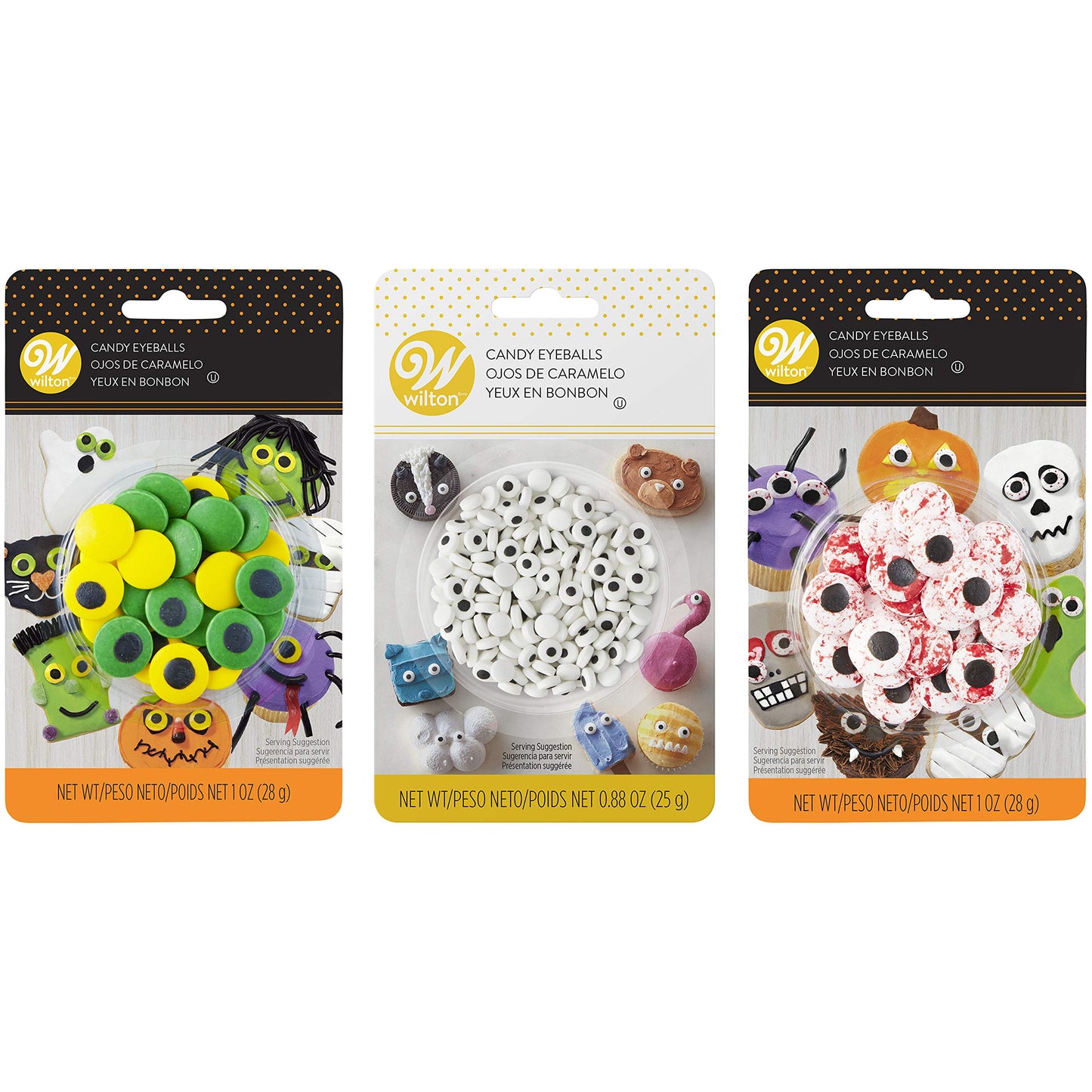 Wilton Assorted Halloween Candy Eyeball Set, 3-Packs