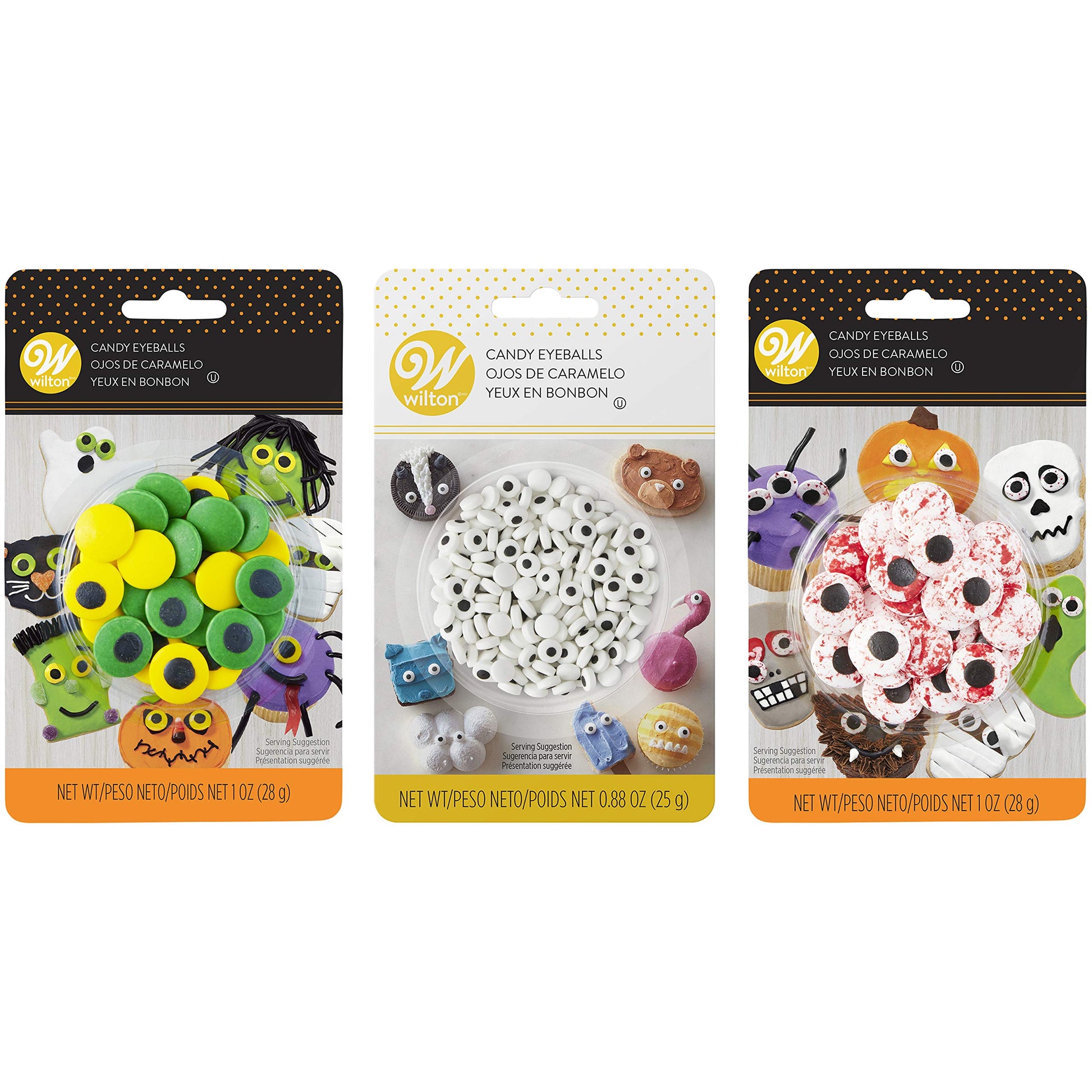 Wilton Assorted Halloween Candy Eyeball Set, 3-Packs