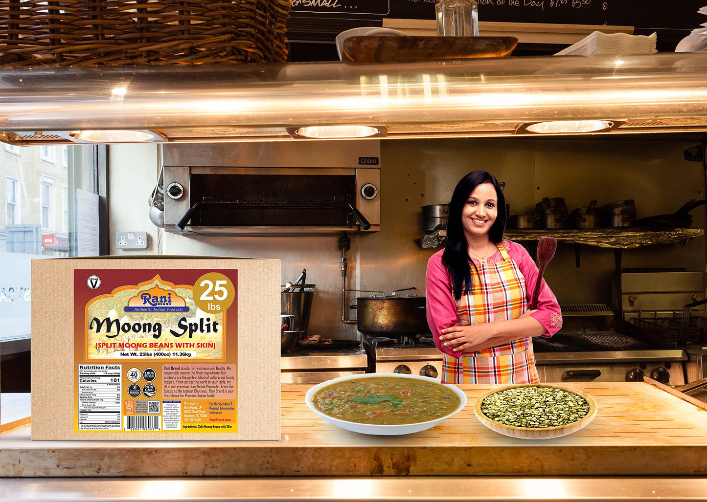Rani Moong Split (Split Mung Beans With Skin) Lentils Indian 400Oz (25Lbs) 11.36Kg Bulk Box ~ All Natural | Gluten Friendly | Non-Gmo | Vegan | Indian Origin
