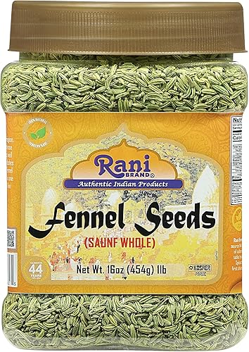 Rani Fennel Seeds (Saunf Sabut) Whole Spice 16Oz (1Lb) 454G Pet Jar All Natural Gluten Friendly Non-Gmo Vegan Indian Origin