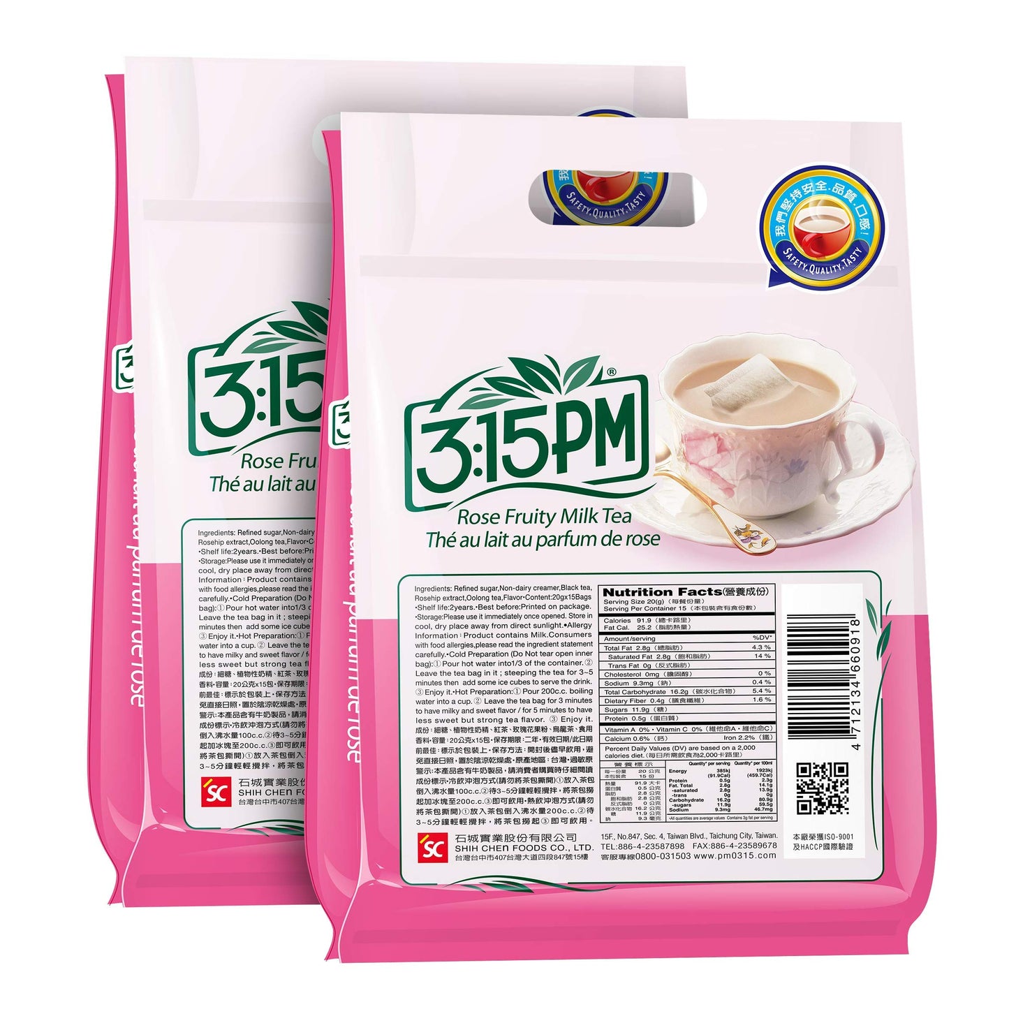 3:15pm Milk Tea - Classic Series - Authentic Bubble Tea (10 teabags) (Rose Fruity Milk Tea, 30)