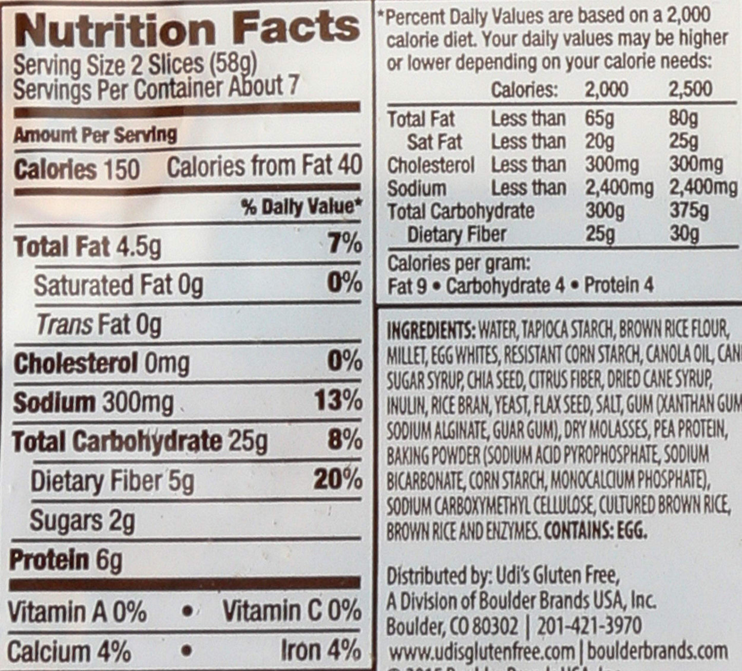 Udi'S Gluten-Free Millet-Chia Bread, 14.3 Oz [8 Per Case]