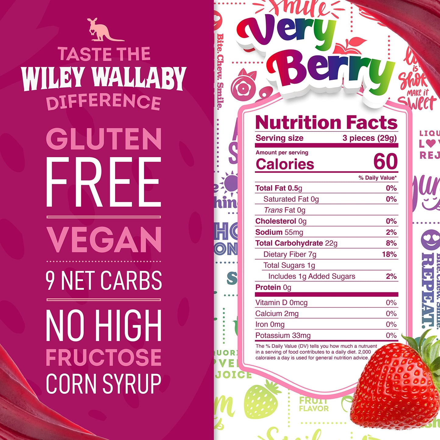 Wiley Wallaby Low Sugar Gluten Free Licorice | Soft Chewy Licorice | Watermelon and Very Berry Flavors | 5.5 Ounce | 4 Pack