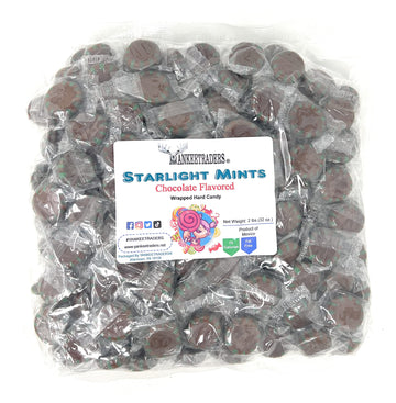 Sweetgourmet Chocolate Mint Starlight | Clear Wrap Bulk Hard Candy | 2 Pounds