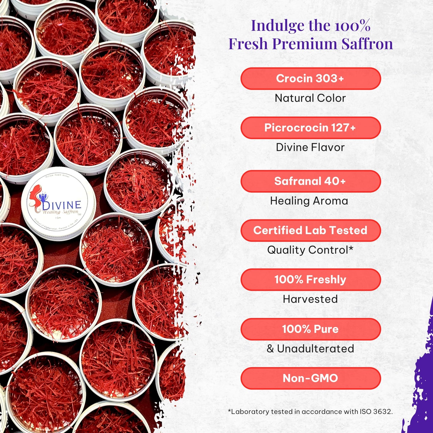 Divine Healing Saffron - 100% Pure Red Saffron Threads - 1g Pack - Ideal for Cooking Paella, Risotto, Tea & More