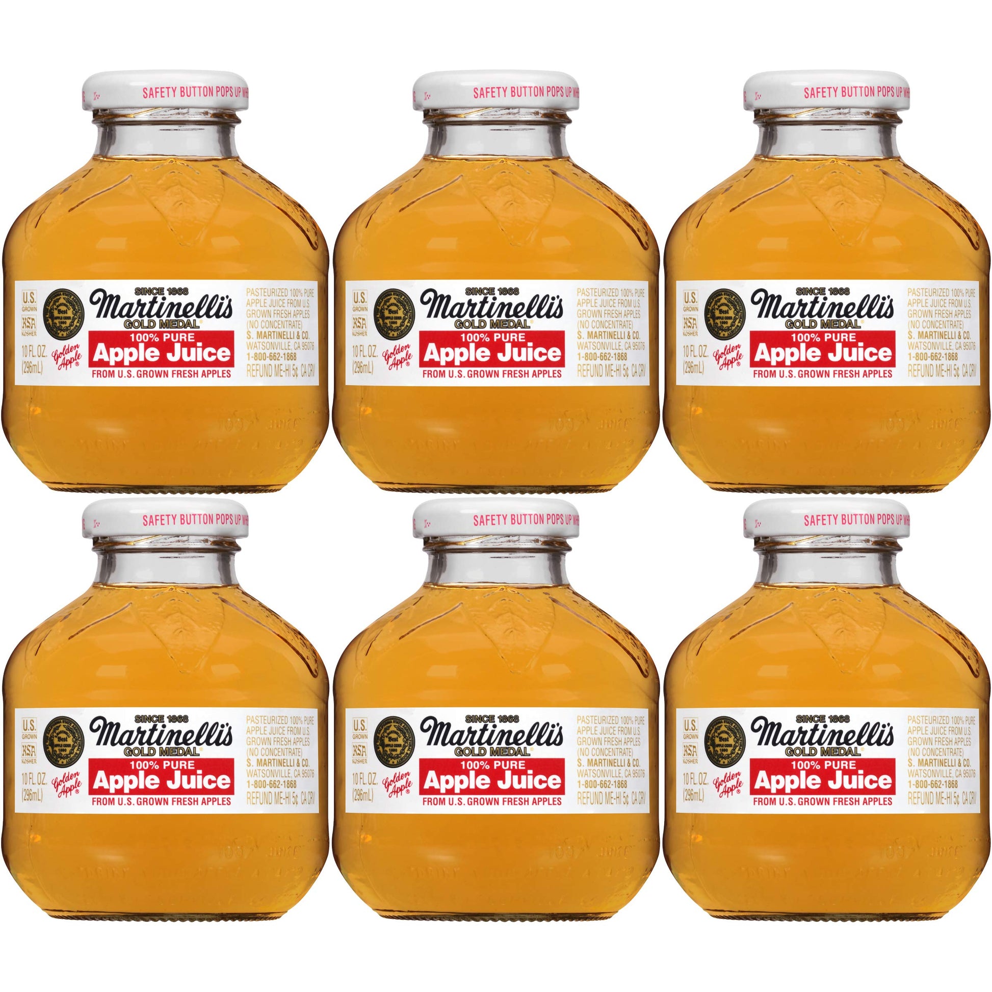 Martinelli'S Gold Medal, 100% Apple Juice, 10Oz Glass Bottle (Pack Of 6, Total Of 60 Oz)