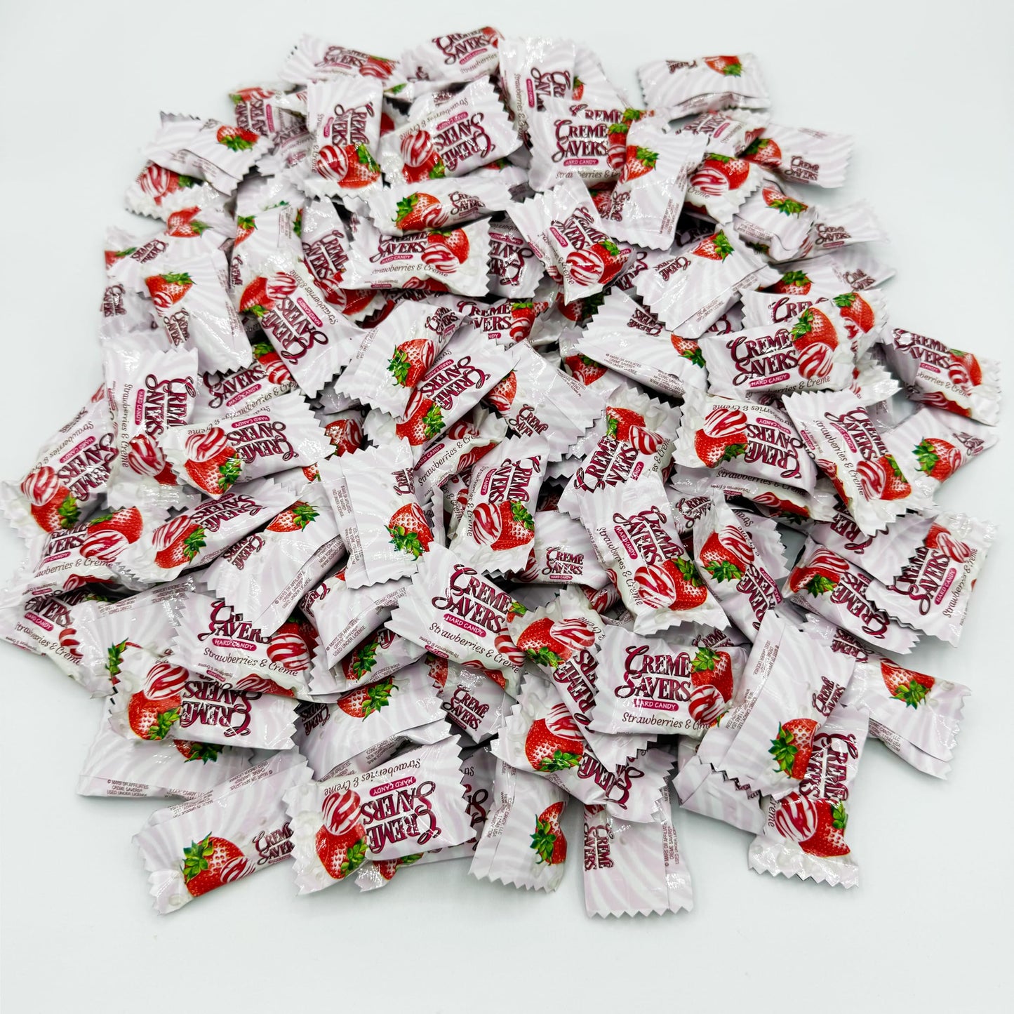 Creme Saver Strawberry Bulk (1 Pound) - Strawberries And Creme Hard Candy - Pink Candy Bulk, Strawberry Candies, Individually Wrapped Hard Candy