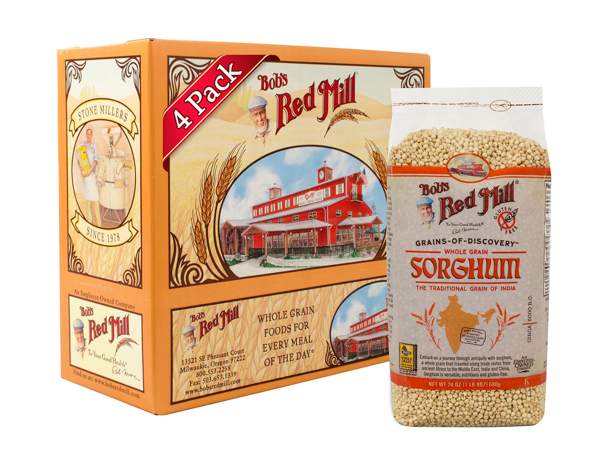 Bob'S Red Mill Gluten Free Sweet White Sorghum Grain, 24 Ounce (Pack Of 4)
