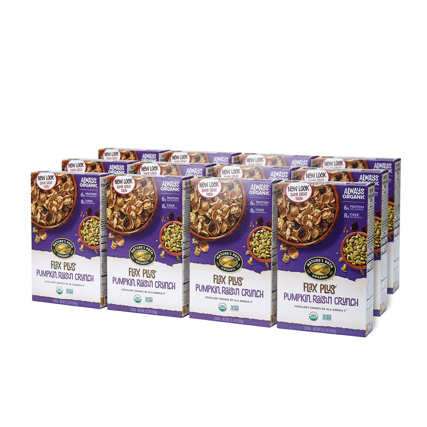 Nature s Path Organic Flax Plus Pumpkin Raisin Crunch Cereal, 12.3 oz (Pack of 12), Non-GMO