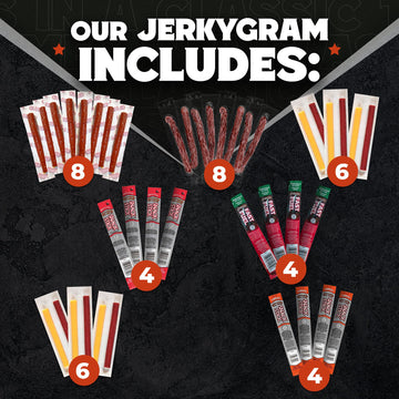 Jerky Gift Basket For Men - 40Pc Jerky Variety Pack Of Beef, Turkey, Chicken & Cheese Snack Sticks - High Protein Healthy Snack