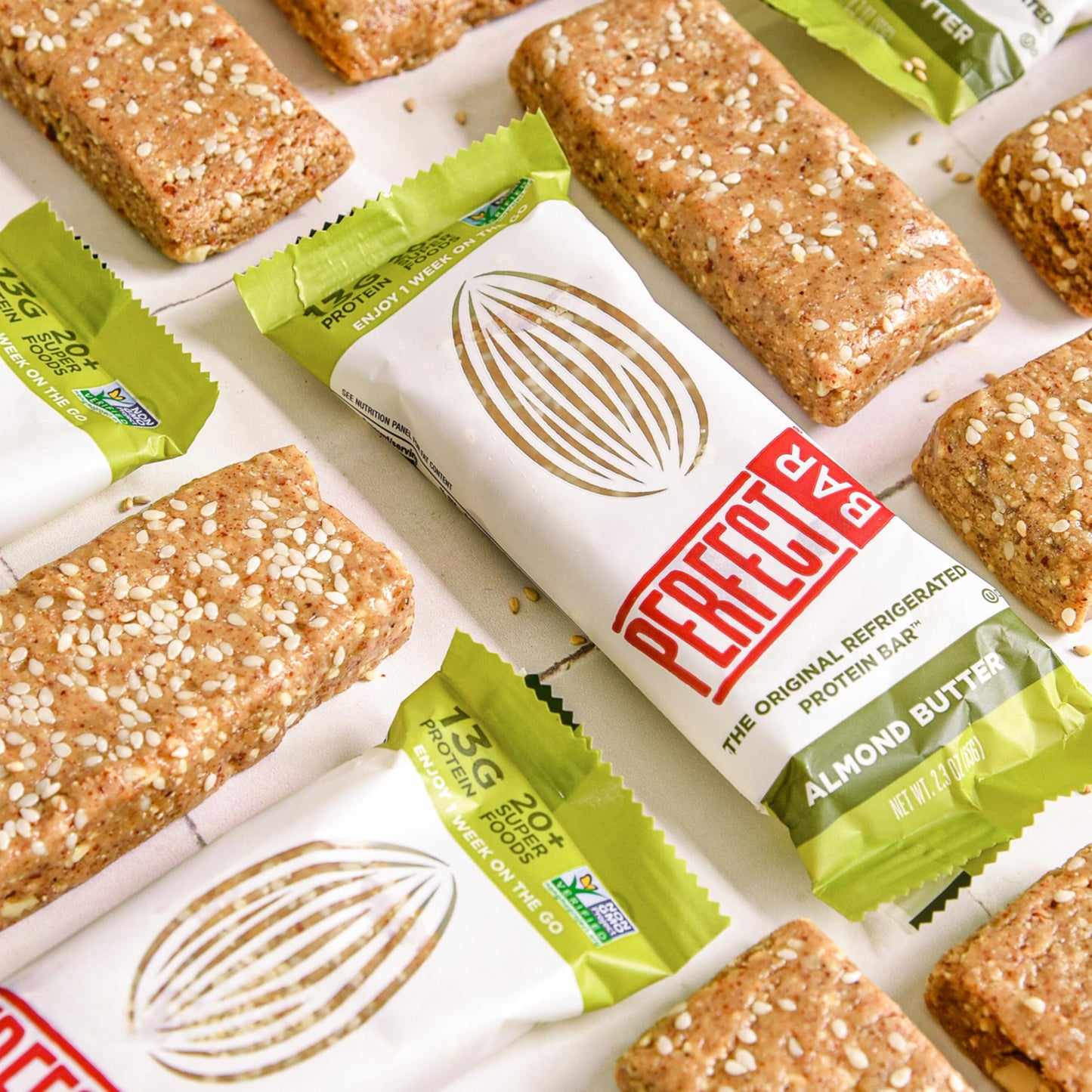 Perfect Bar Original Refrigerated Protein Bar, Almond Butter, 2.5 Ounce Bar, 8 Count (Pack of 3)