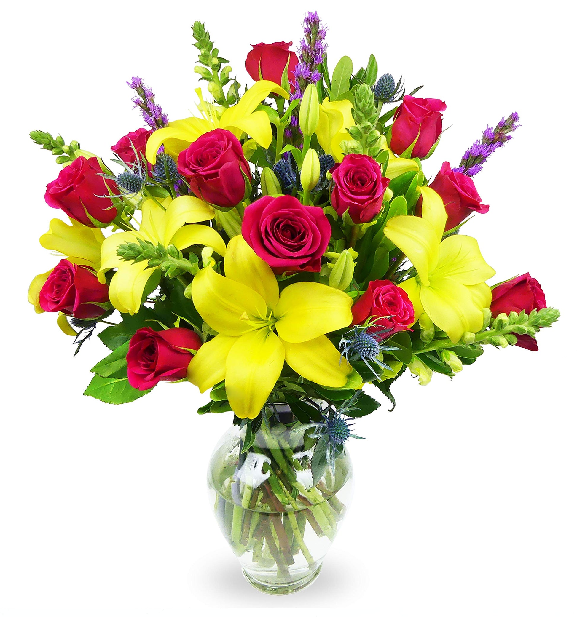 Benchmark Bouquets, Joyful Wishes, Glass Vase Included, Gift Fresh Flowers For Birthday, Anniversary, Get Well, Sympathy, Congra