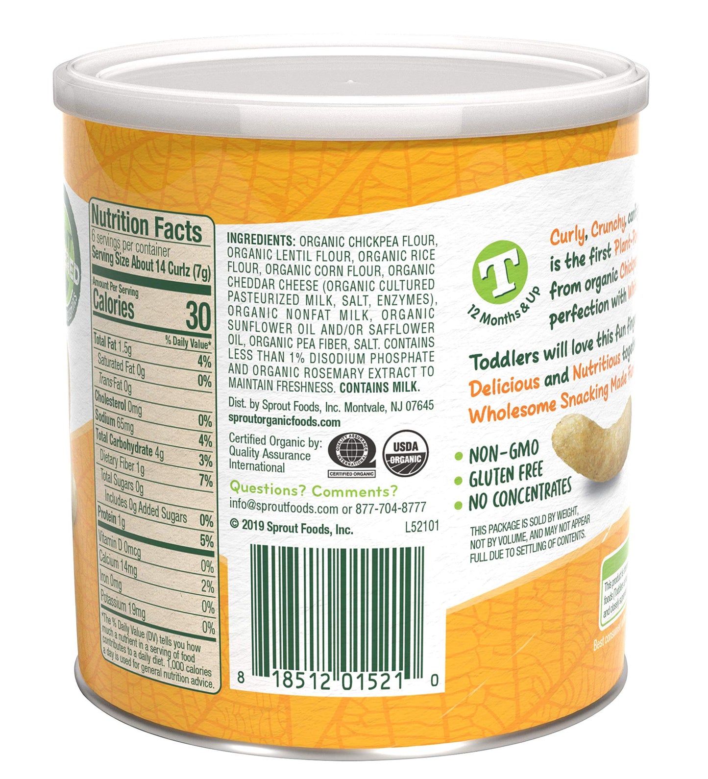 Sprout Curlz Baby Snacks 1.48 Ounce (Pack Of 6)(Packaging May Vary)