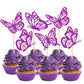 Rsstarxi Butterfly Cupcake Toppers, 24 Pack, Glitter, Purple, Model XM248-purple, Paper Decorations for Baby Shower, Wedding, Birthday Party