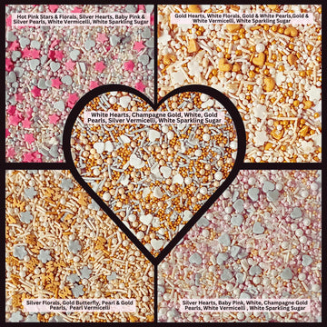 Confect Gold, Silver And White Pearl Sprinkles | Sprinkles For Baking, Cookie & Cake Decorative | Valentines Edible Sprinkle Mix