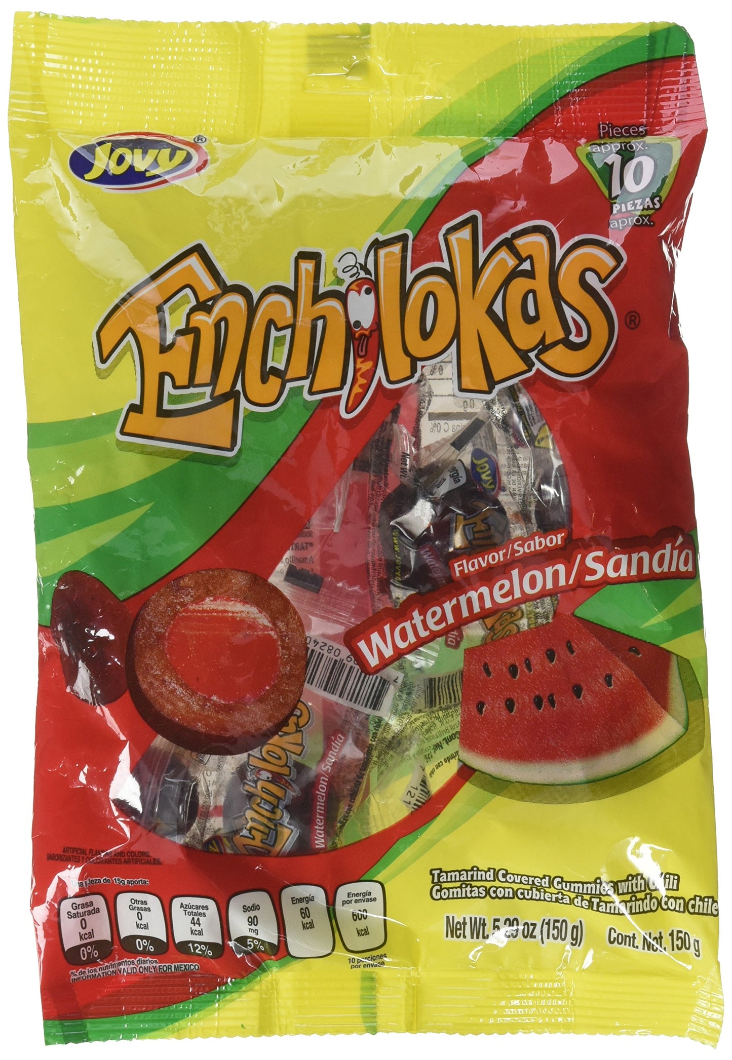 Jovy, Enchilokas Candy, Watermelon Flavored Tamarind Covered Gummies With Chili, 5 Ounce