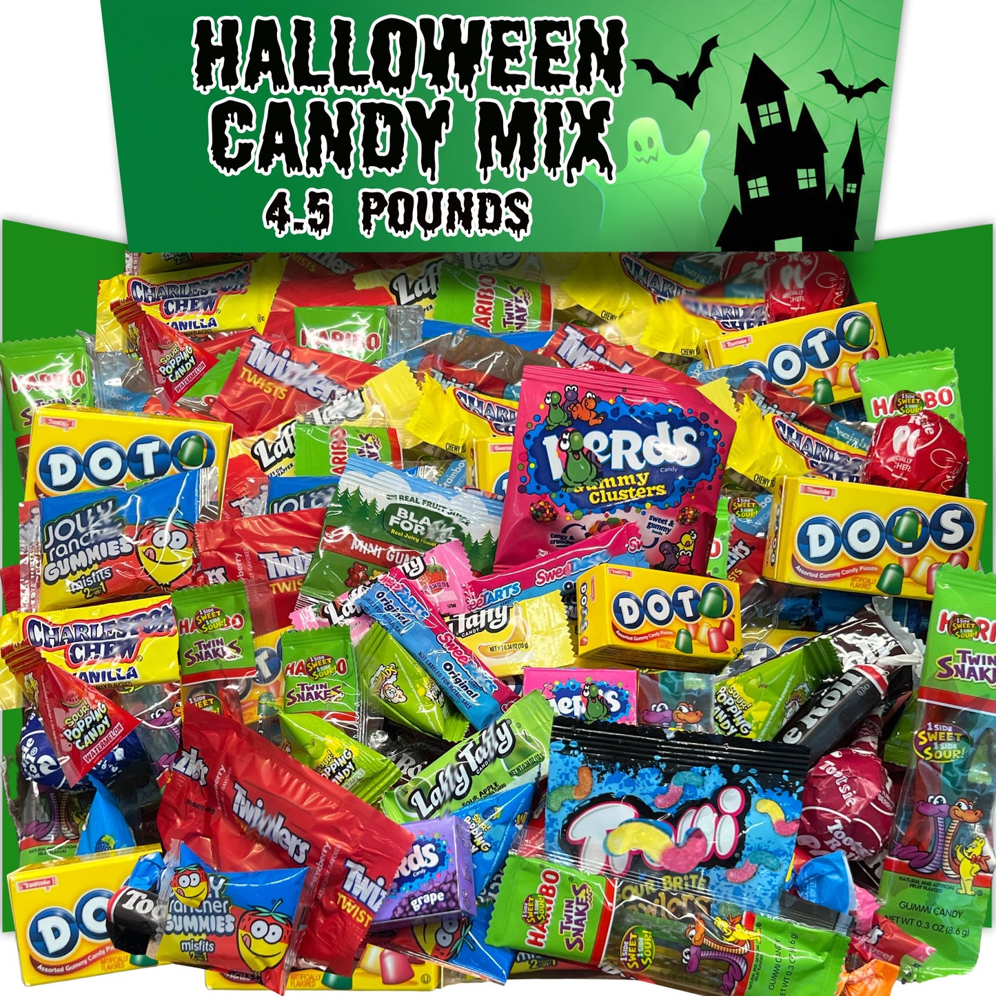 Halloween Bulk Candy Variety Pack, 4.5 Lbs Assortment Mix, Includes Twizzles, Assorted Tootsee Roll, Jolli Rancher, Individually Wrapped For Kids Trick Or Treat, Party Favors And Pumpkin Candy Bowl