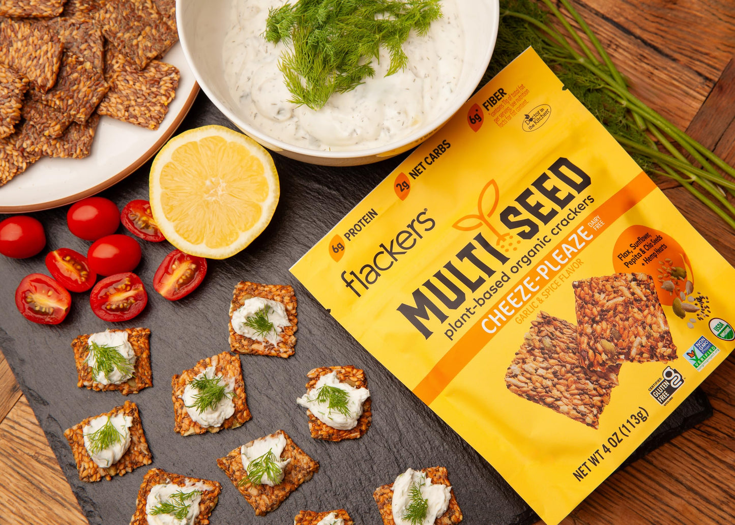 Flackers Organic Cheeze-Pleaze Multi-Seed Crackers, 4 Ounce 1-Pack, Gluten Free, Non Gmo, Vegan, Keto Snack, 6G Protein, 6G Fibe
