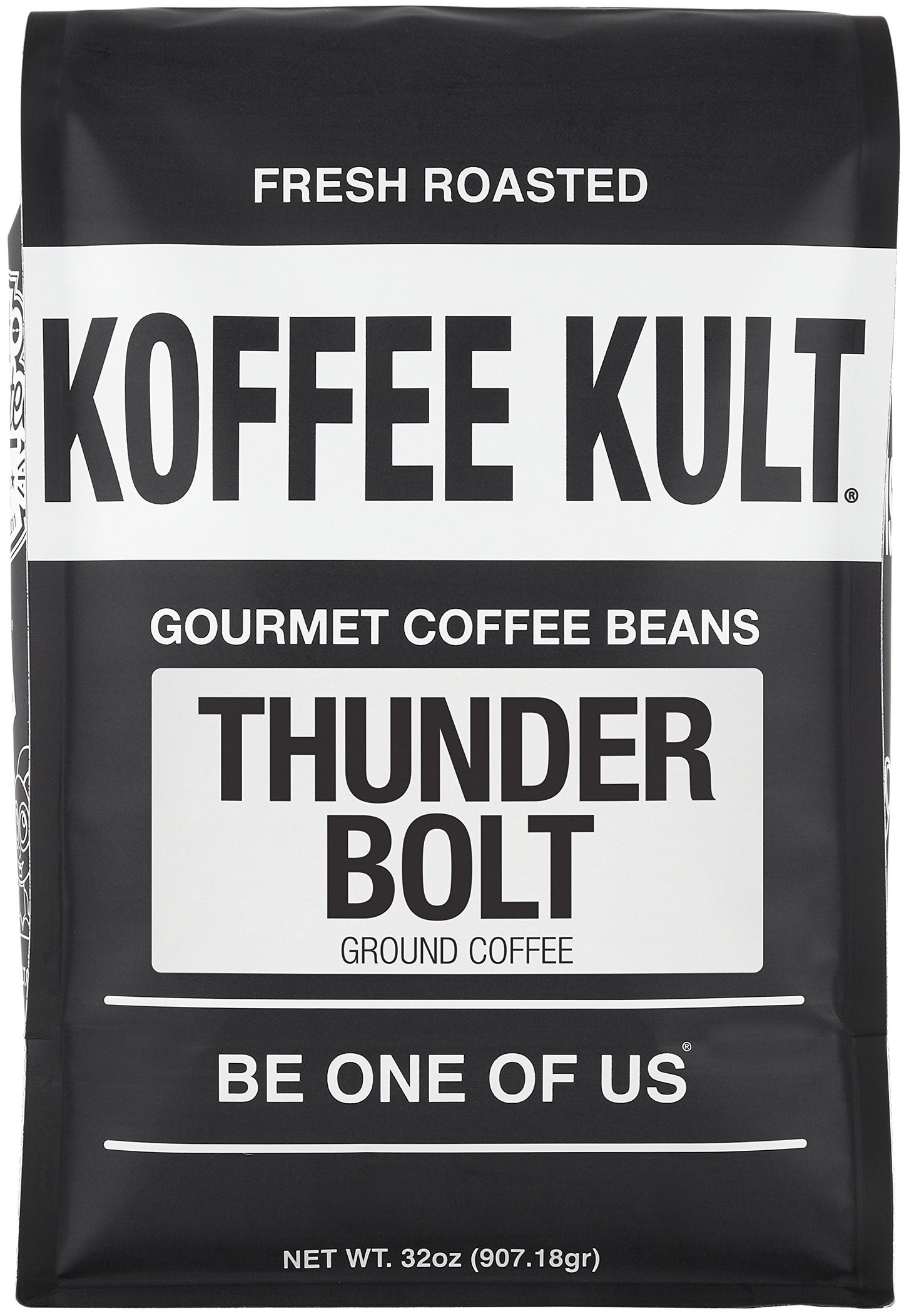 Koffee Kult Thunder Bolt Coffee Ground, 100% Arabica, Dark Roast, 32oz