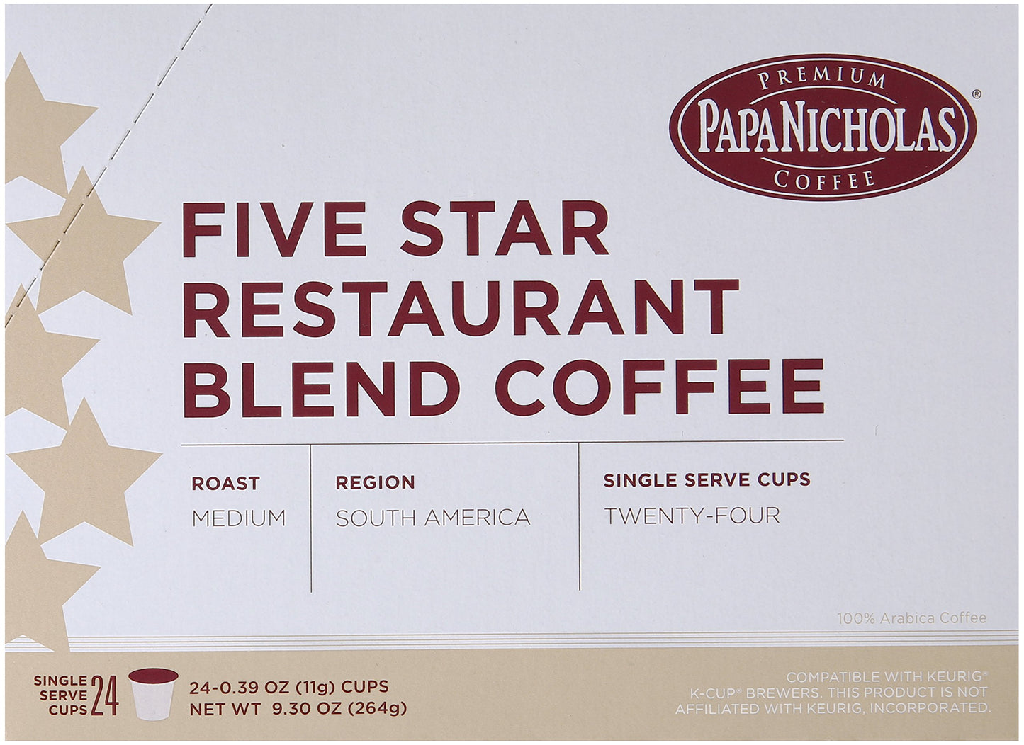 PapaNicholas Coffee Single Serve Cups, 5-Star Restaurant Blend, 24 Count, Fits Keurig K Cup malt-inspired