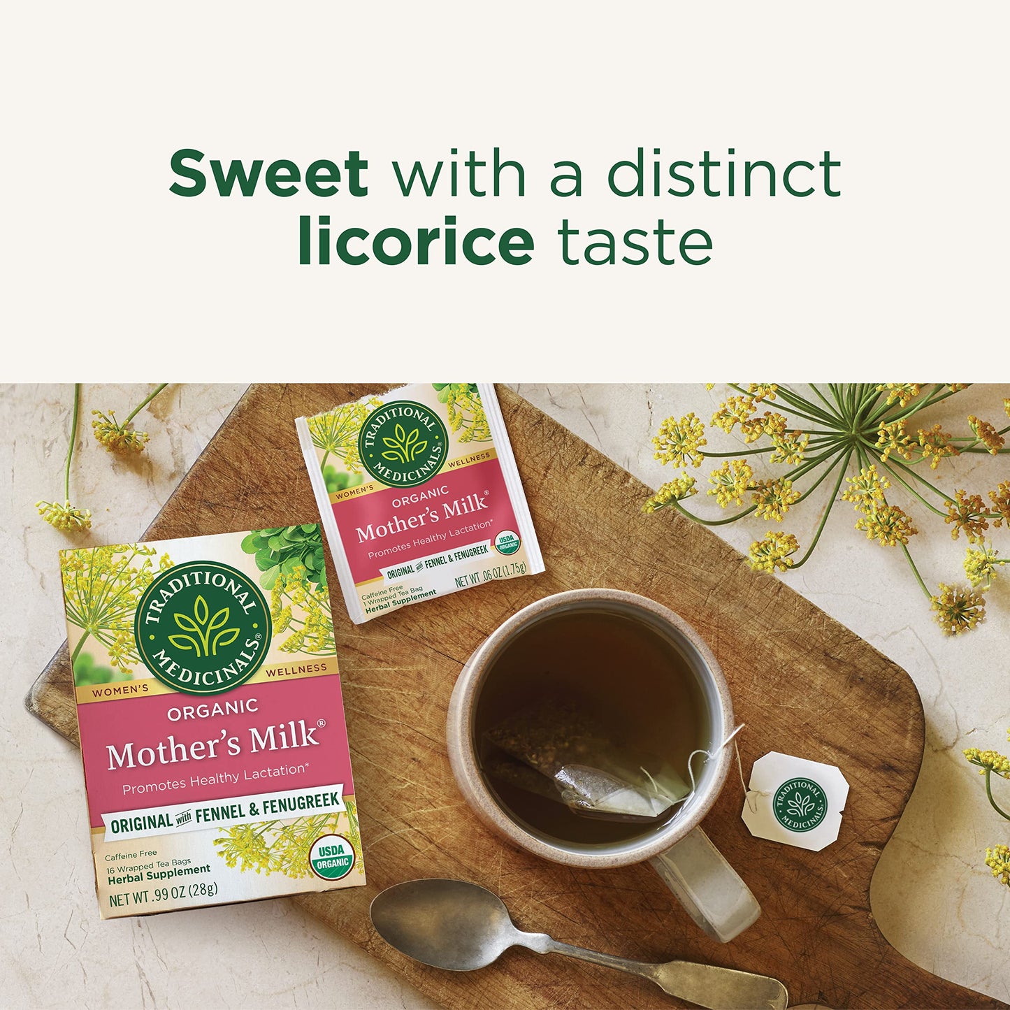 Traditional Medicinals Tea, Organic Mother'S Milk, Promotes Healthy Lactation, Breastfeeding Support, 32 Tea Bags